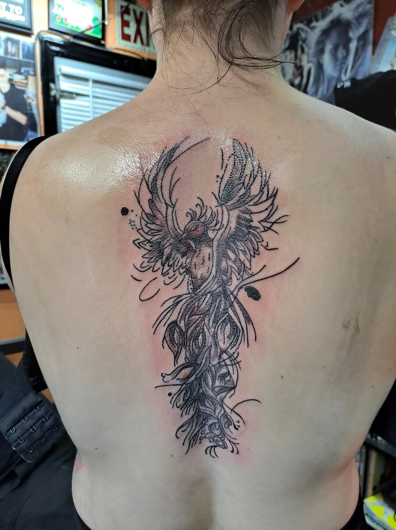 Detailed phoenix back piece